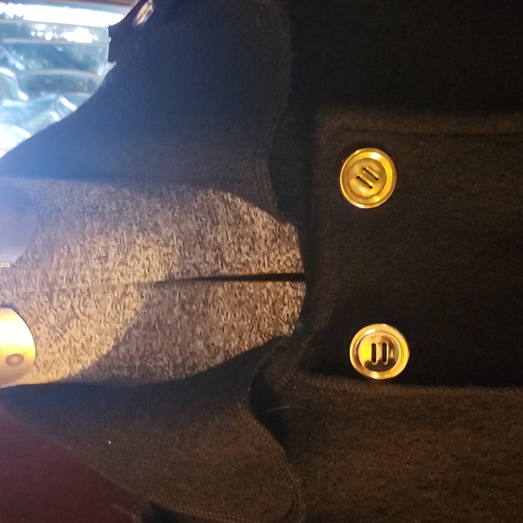 SANDRO Black Wool Pea Coat Double Breast Jacket XL NWT - Picture 5 of 15